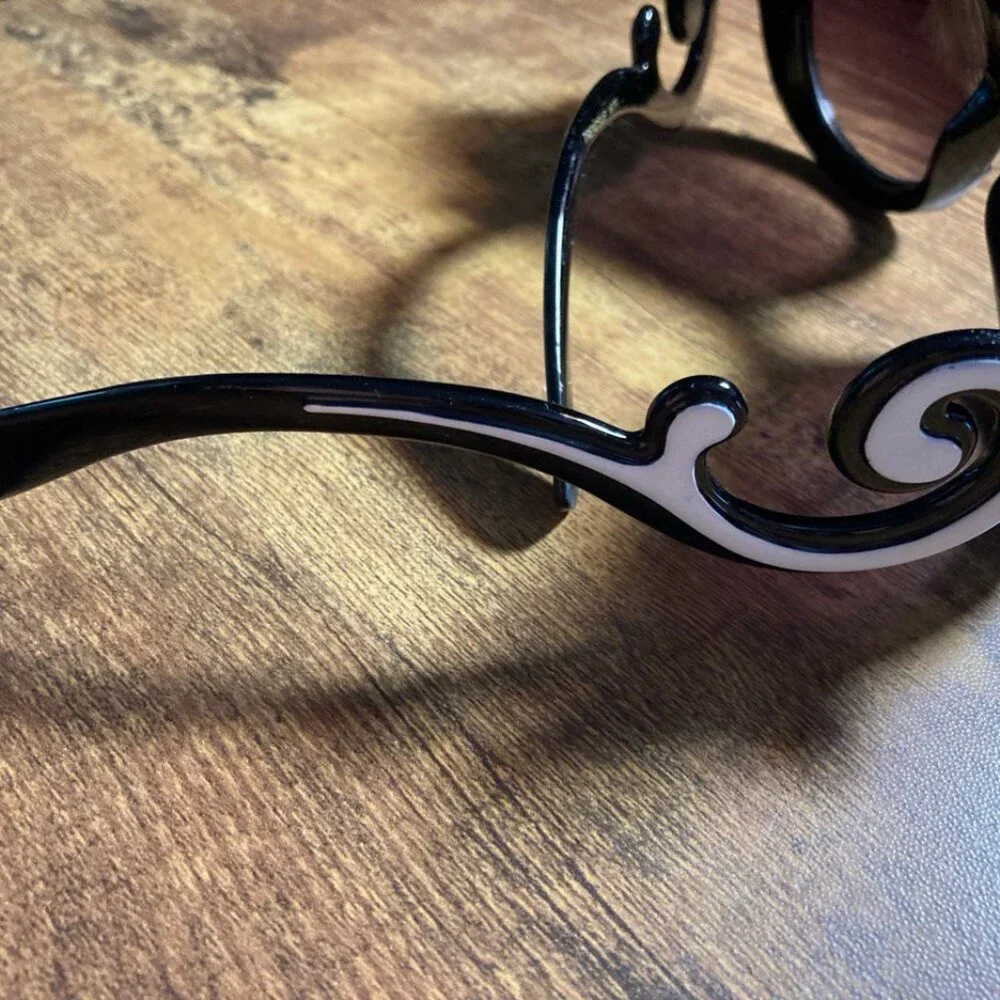 Unbranded Women's Scroll Sunglasses - Black and White - Picture 6 of 6